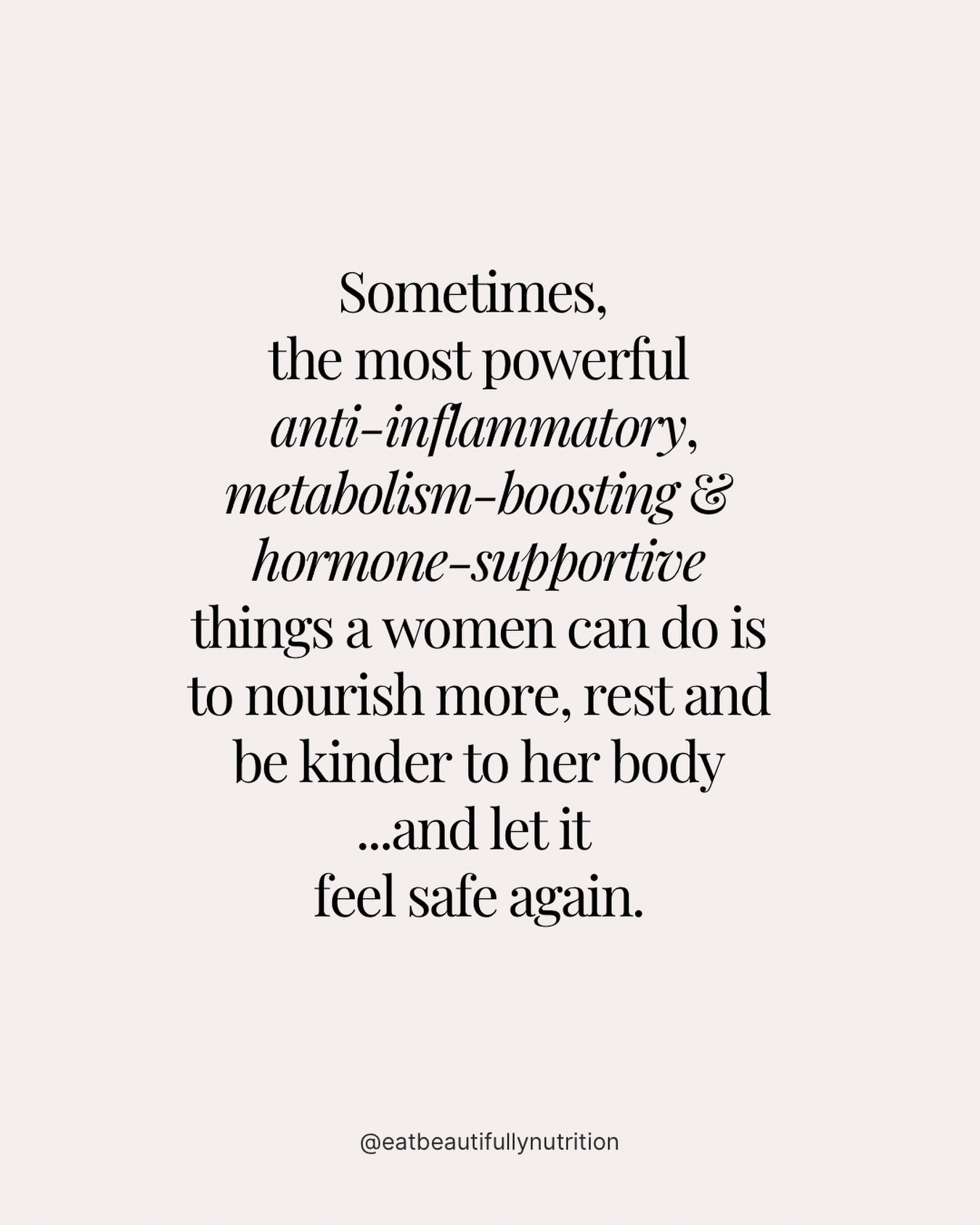 This is for my ladies who are in state of chronic doing. 

If you feel you are doing everything right, but are still fatigued, struggling with unwanted weight, hair loss and all the weird symptoms that have popped up in mid-life, sometimes we need to stop and listen to what our body is telling us. The inflammation, gut health issues, slower metabolism can sometimes be a symptom of doing too much on too little.
 
Here at Eat Beautifully I take a back-to-basics approach to health. I work with women to make real lifestyle changes – learning how to properly fuel, sleep better, move smarter and manage stress.
 
Follow @eatbeautifullynutrition for real food nutrition and holistic wellness for women in midlife that makes healthy eating and living feel beautiful.
 
#perimenopause #inflammation #womenshealth