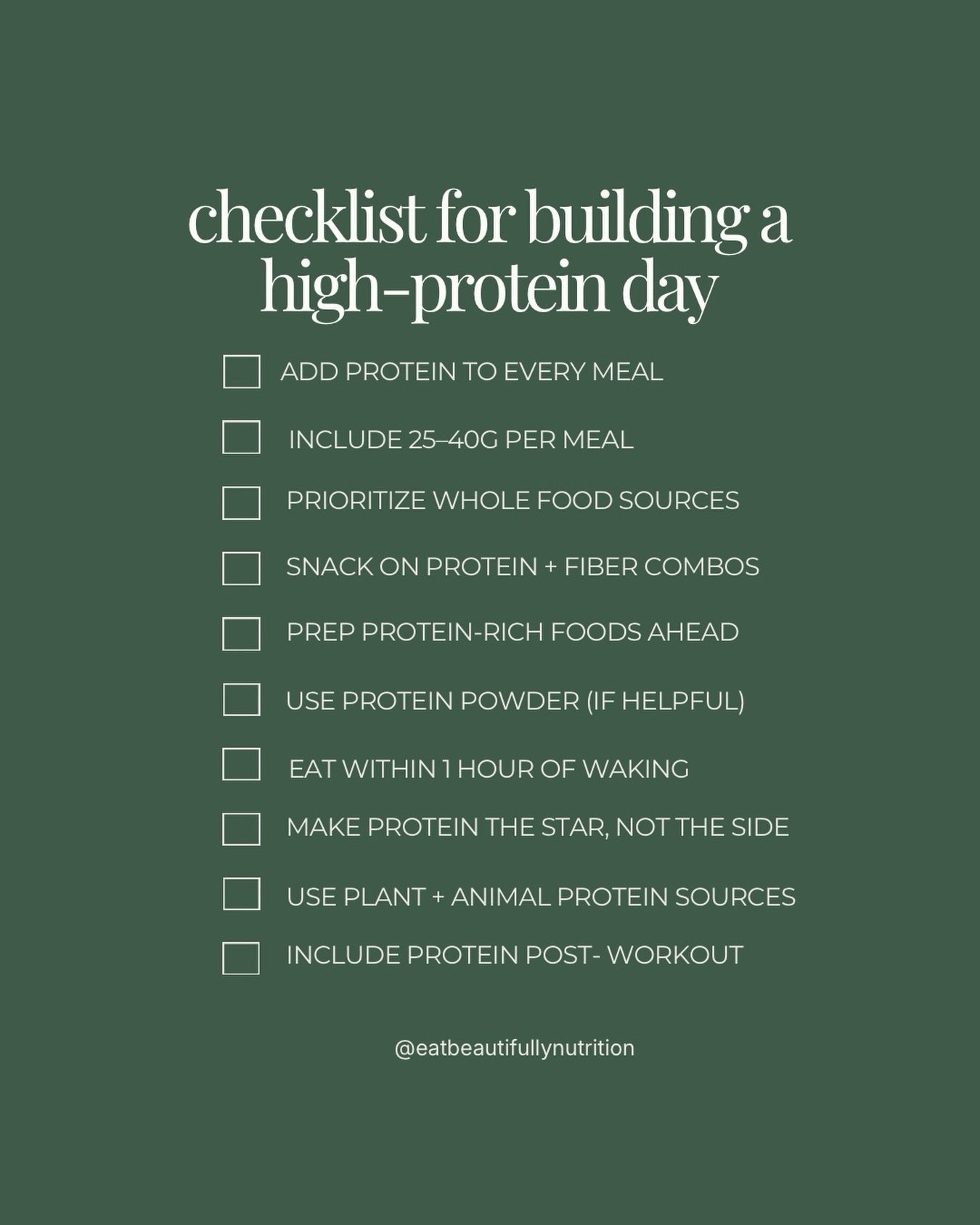 if your goal is to eat more protein this year, here's your mini guide. It is so critical for our mid life ladies to make sure that we are getting enough protein into our diets muscles and to support muscle building. 

Ar Eat Beautifully Nutrition I help women support their metabolism, reduce inflammation, and support gut health. I beloeve while aging is inevitable, decline is optional!

#womenshealth #nutritionist #inflammation #perimenopause #guthealth