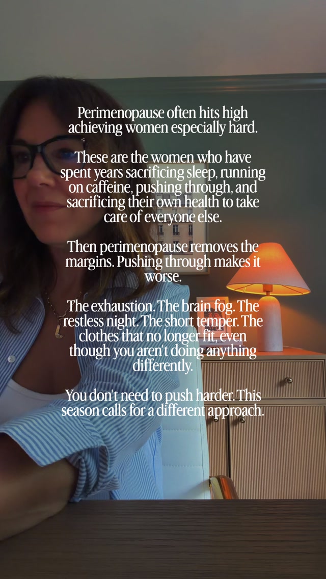 Send this to your friend who is driving herself into the !

We are the boss babe generation . Many of us built our lives on very little sleep, a lot of caffeine and the ability to push through everything and it worked for a very long time, but perimenopause changes the game. Shifting hormones make your body less forgiving of the skipped meals, the sleepless nights and constant stress. 

The strategies that once worked start to backfire. The good news is that small steady changes to how you eat, move, sleep, and recover add up quickly and this season.  it's time to focus on the foundations. If you're ready to rebuild your margins DM me REBUILD and I'll share how The Well Led Method works.

#perimenopause #womenover40 #fitmom #hormonehealth #workingmom
