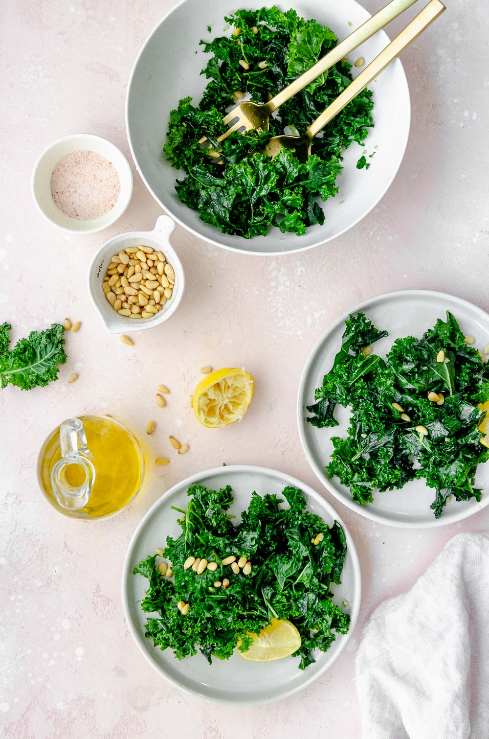 Kale salad with olive oil, salt and lemon