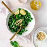 Bowl of kale with olive oil and salt