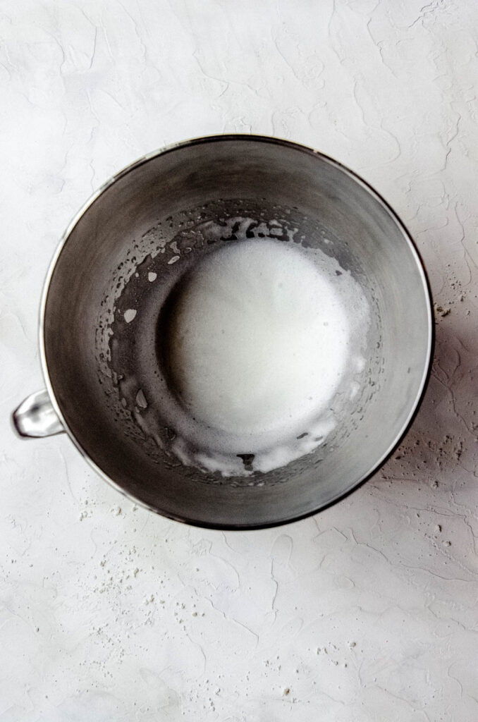 Whipped aquafaba for strawberry baked donuts